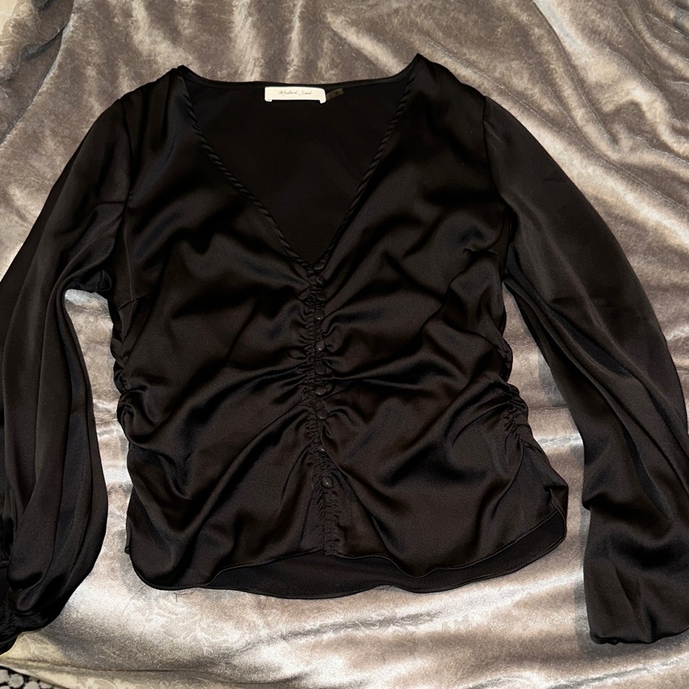 Black Ruched Blouse